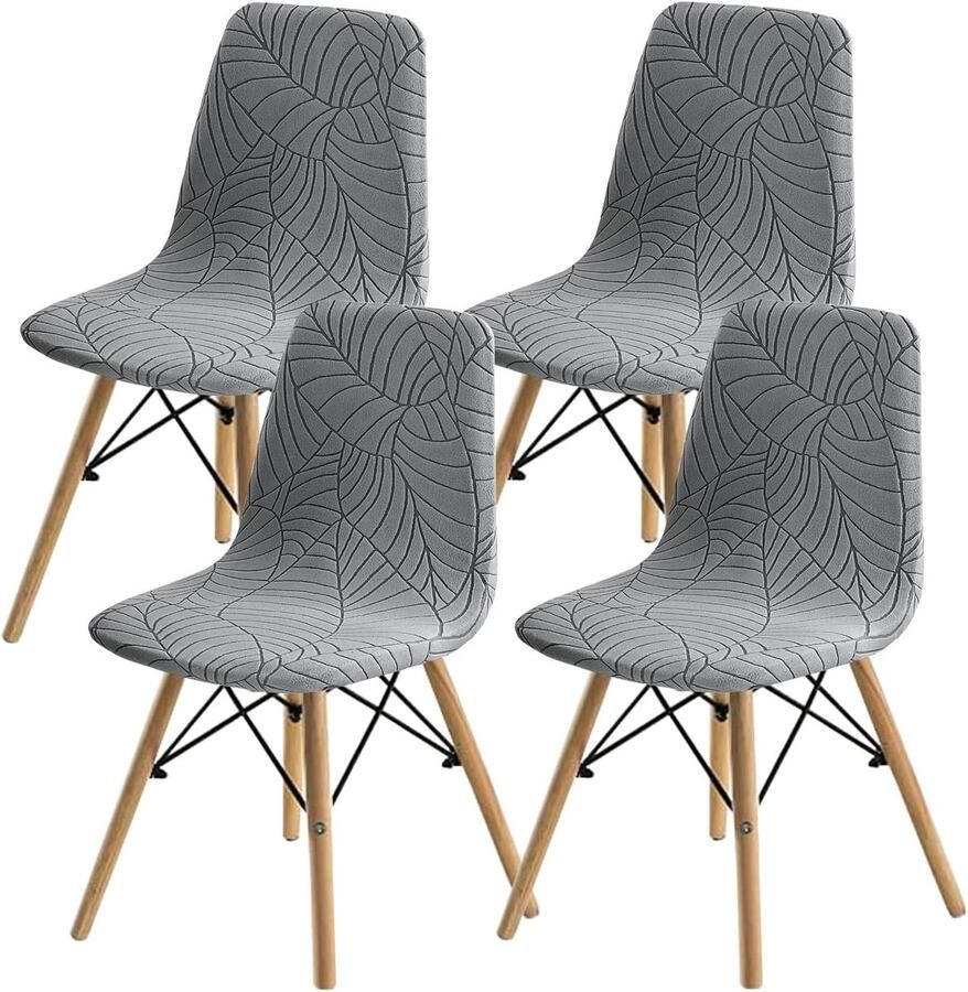 Eetkamerstoelen Covers 4 stuks stijl shell eetkamerstoel Mid Century Moderne stoel Sipcover gewatteerde dining accent side stoelhoezen lichtgrijs