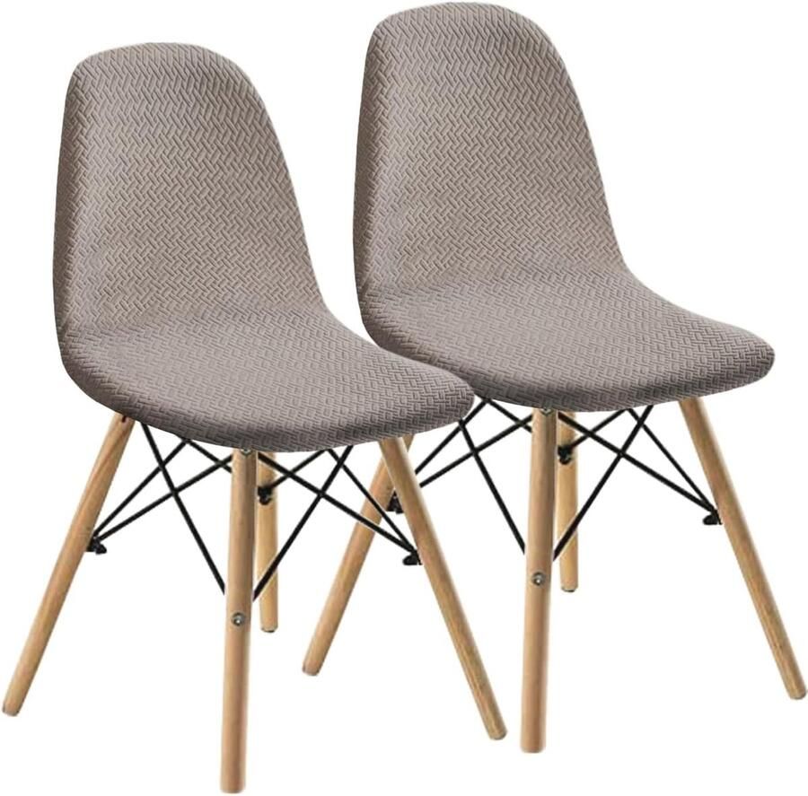 Eetkamerstoelen Covers Set van 2 4 6 Gestoffeerde Stoelhoezen voor Mid Century Moderne DSW Stoelen Beschermende en Modieuze Stoelhoezen (Taupe)