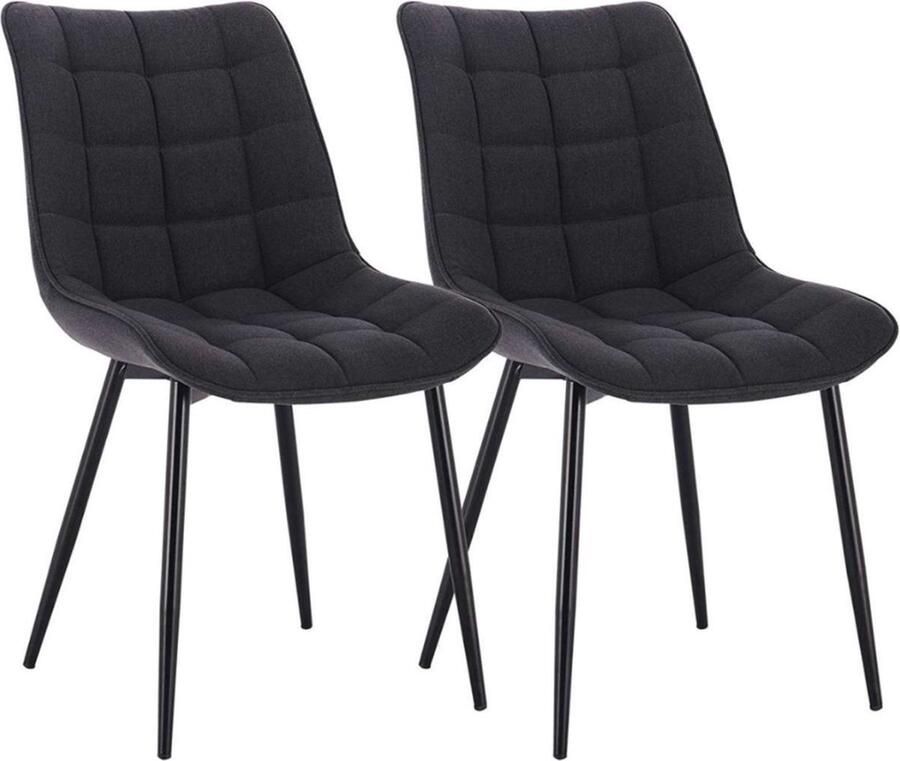Eetkamerstoelen Donkergrijs Fauteuils met armleuning Woonkamerstoelen Keukenstoelen Kuipstoel Linnen Set van 2