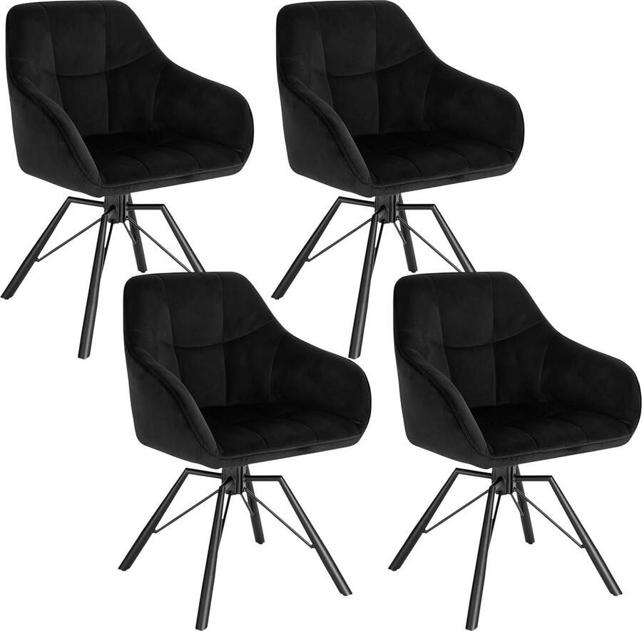 Eetkamerstoelen draaibaar set van 4 keukenstoel gestoffeerde stoel draaistoel comfortabele stoel met armleuningen rugleuning armleuningstoel voor eetkamer en woonkamer met fluwelen