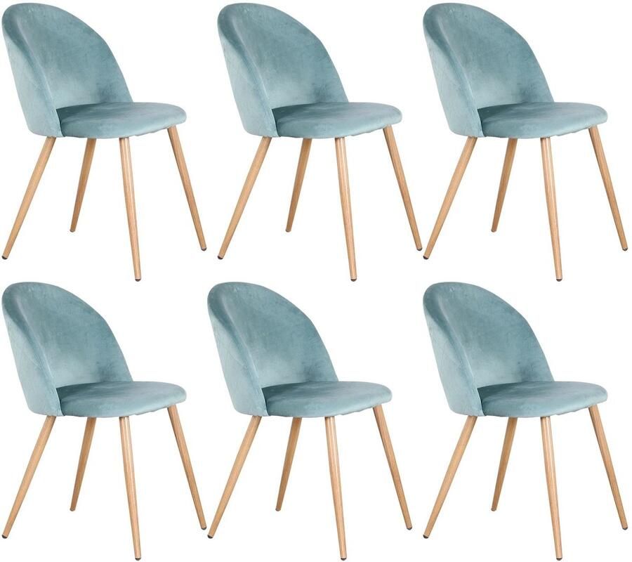 Corenia Eetkamerstoelen Eetstoelen Ergonomische Keukenstoelen 6 Stuks met Rugleuning Voor Keuken Eetgedeelte Zachte Fluwelen Zitje Metalen Voeten 80 x 48 x 43 cm Groen