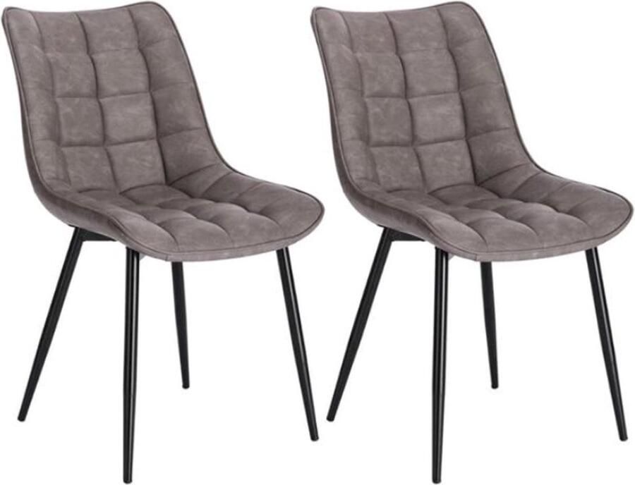 Bolt Edge Eetkamerstoelen Grijs PU Leer Kuipstoel Fauteuil Set van 2 Keuken