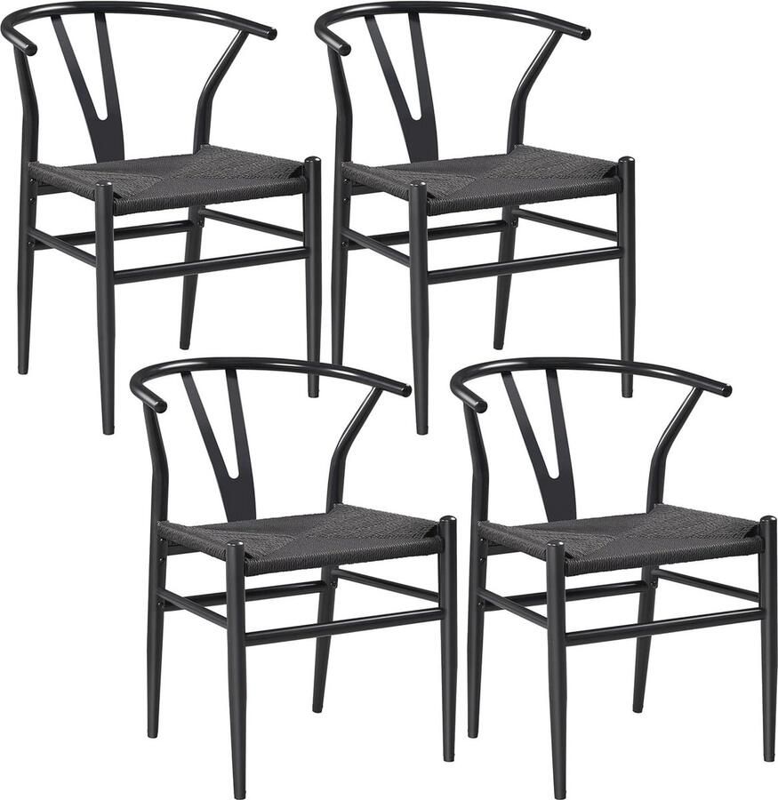 Eetkamerstoelen in middeleeuwse stijl Massief houten Y-stoel met rotan zitting en hoge belastbaarheid