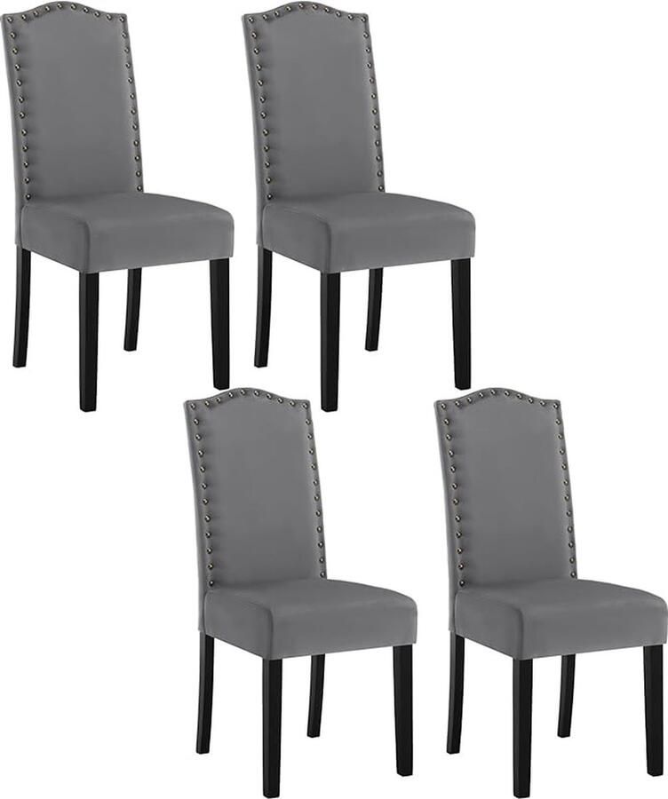 Eetkamerstoelen keukenstoelen met hoge rugleuning gestoffeerd woonkamerstoel designstoel met massief houten poten gestoffeerd fluweel donkergrijs 4 stuks