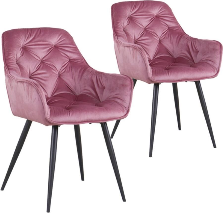 Bolt Edge Eetkamerstoelen Roze Velvet Kuipstoelen Set van 2 Met rugleuning