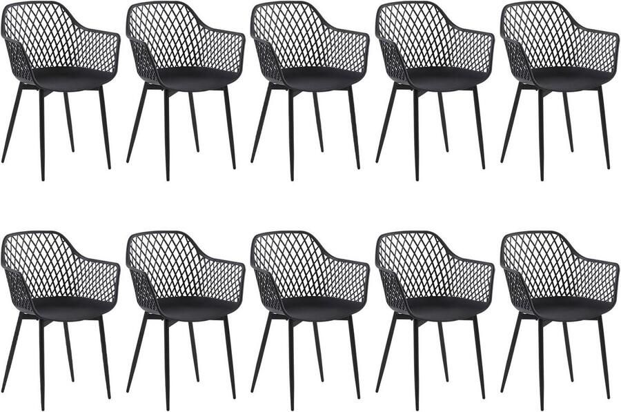 Eetkamerstoelen Set van 10 met Armleuningen Kunststof Witte Eetstoelen - Foto 3