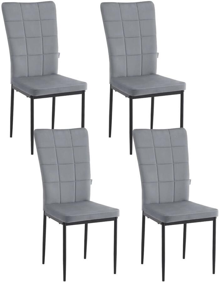Corenia Eetkamerstoelen Eetstoel Set Moderne Eetkamerstoel Tuinstoelen Elegante Fluwelen Stoelen voor Woonkamer Keuken en Restaurant Gevoerde Stoelen met Hoge Rugleuning Set van 4 Donkergrijs