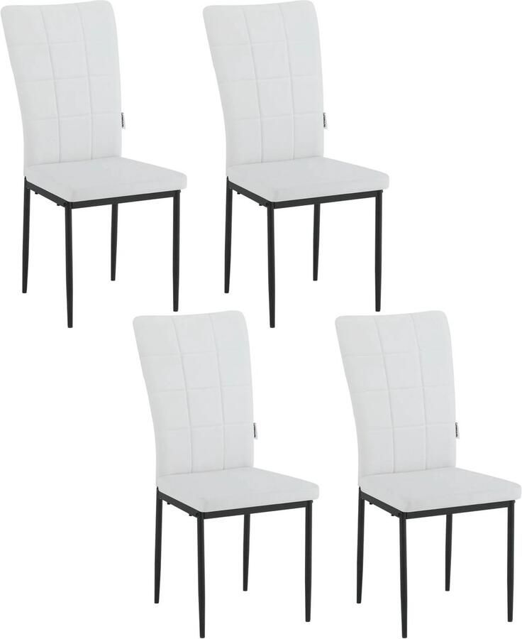 Eetkamerstoelen Set Moderne Eetkamerstoel Eetstoel Tuinstoelen Gevoerde Stoelen met Hoge Rugleuning Elegante Kunstlederen Stoelen voor Woonkamer Keuken en Restaurant Set van 4 Wit