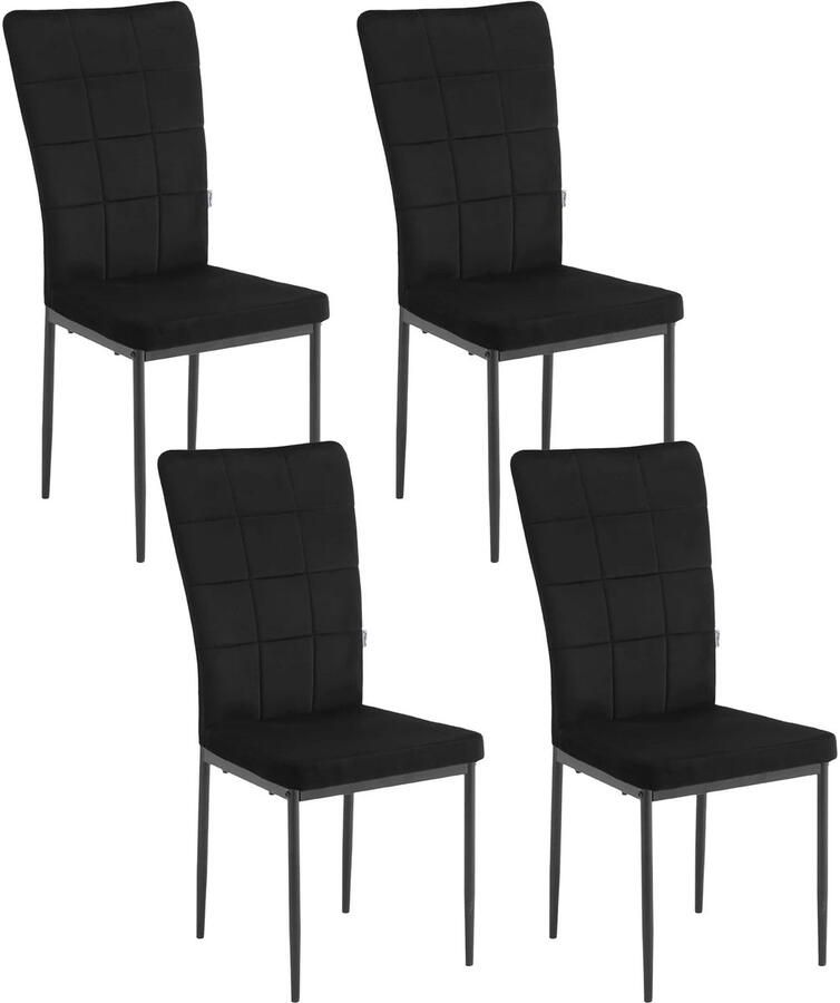 Corenia Eetkamerstoelen Eetstoel Set Moderne Eetkamerstoel Tuinstoelen Elegante Fluwelen Stoelen voor Woonkamer Keuken en Restaurant Gevoerde Stoelen met Hoge Rugleuning Set van 4 Zwart