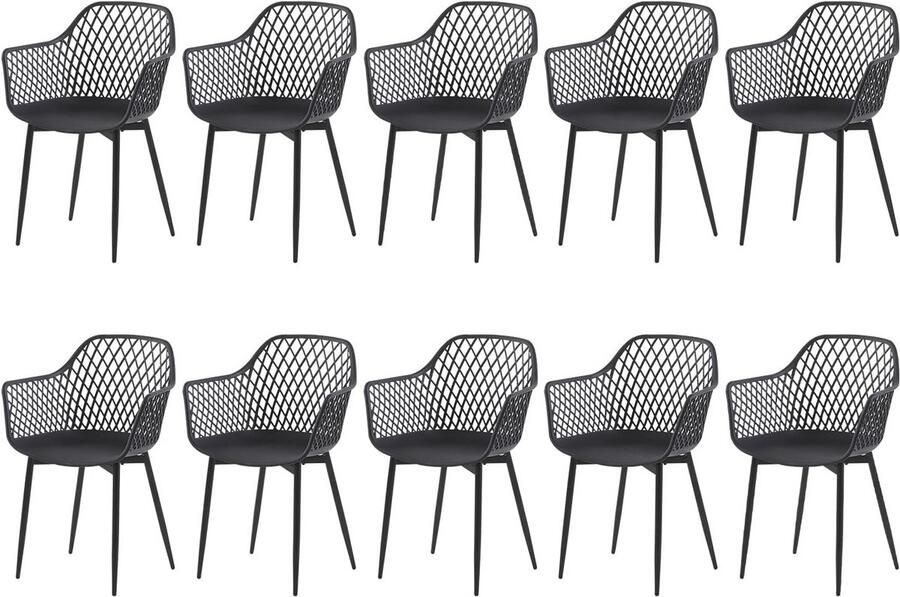 Eetkamerstoelen Set van 10 met Armleuningen Kunststof Witte Eetstoelen - Foto 2