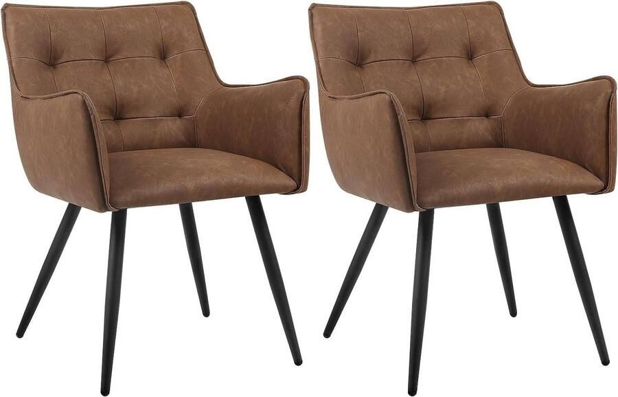 Rootz Living Rootz Eetkamerstoelen Set van 2 Comfortabele zitplaatsen Stijlvolle stoelen Kunstleer Ergonomisch en duurzaam Antislip 57 cm x 80 cm x 57 cm