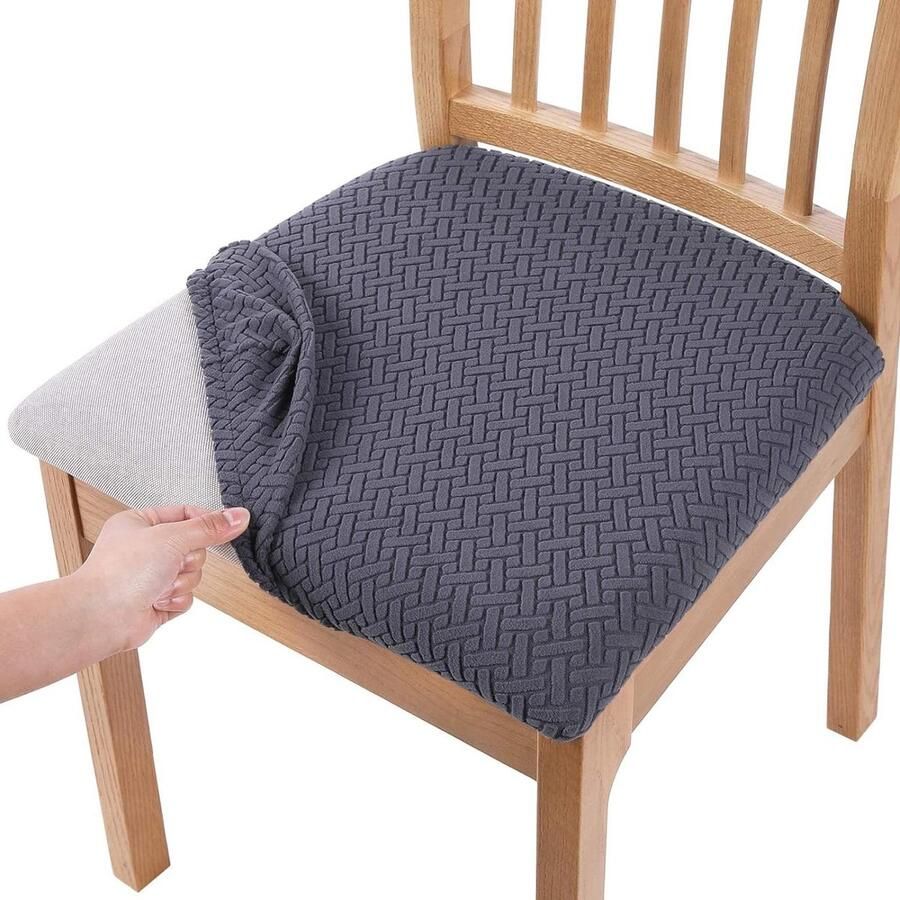 Eetkamerstoelen set van 2 donkergrijze stretch stoelhoes afwasbaar Stoelhoezen