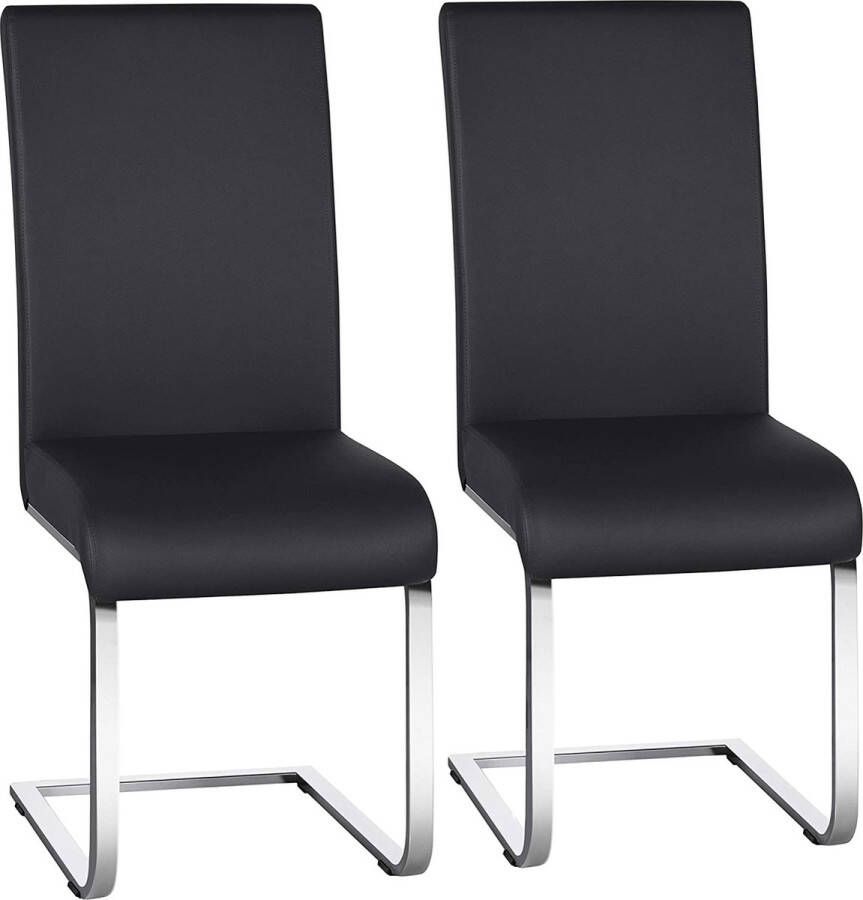 Eetkamerstoelen set van 2 eetkamerstoel schommelstoel gratis schommelstoel 135 kg belastbaar zwart kunstleer