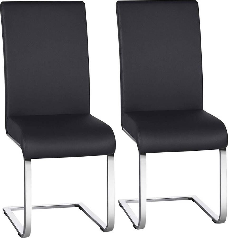 Eetkamerstoelen set van 2 eetkamerstoel schommelstoel vrijschommelstoel 135 kg belastbaar zwart kunstleer
