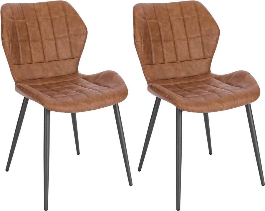 Rootz Living Rootz Eetkamerstoelen Set van 2 Gestoffeerde stoelen Kunstleren zitting Comfortabel en ondersteunend Duurzame metalen poten Ergonomisch ontwerp 47 cm x 79 5 cm x 54 cm