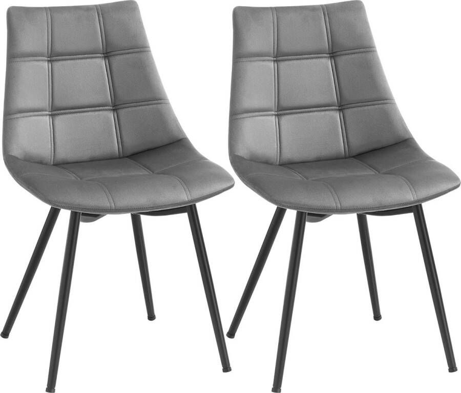 Eetkamerstoelen set van 2 moderne keukenstoelen gestoffeerde stoelen met metalen poten fluwelen oppervlak loungestoel grijs