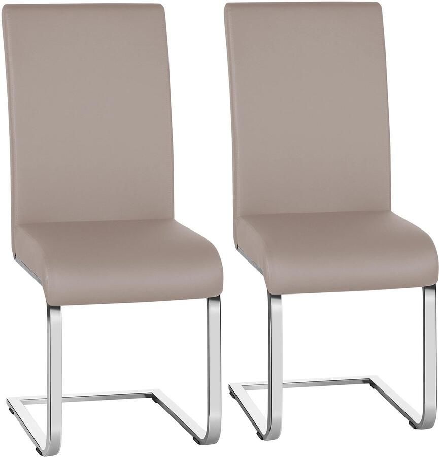 Eetkamerstoelen set van 2 schommelstoel 135 kg belastbaar lichtbruin kunstleer