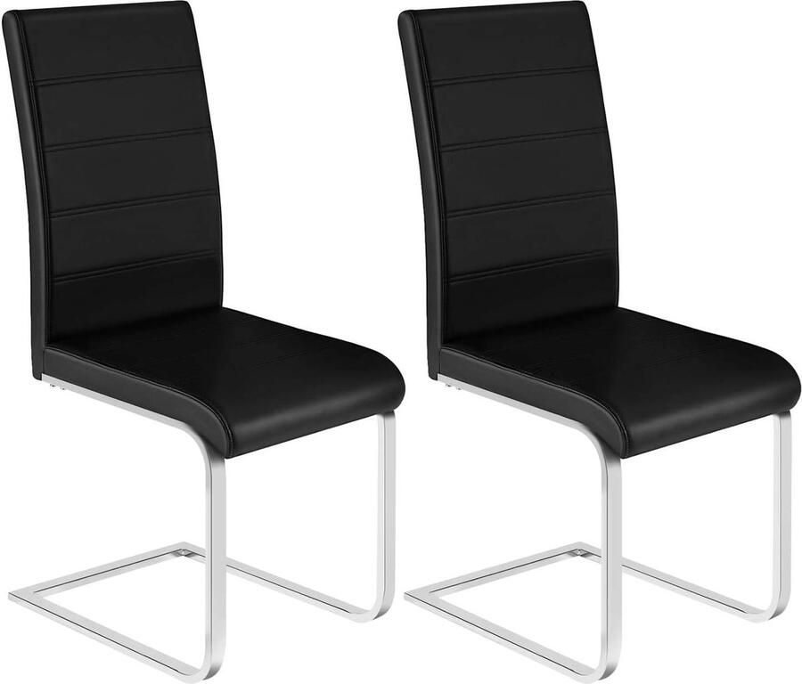 Rootz Living Rootz Eetkamerstoelen Set van 2 Schommelstoel Stoelen met hoge rugleuning Zwart kunstleer Stabiel en veilig Ergonomisch comfort Vloervriendelijk ontwerp 41 cm x 100 cm x 55 5 cm