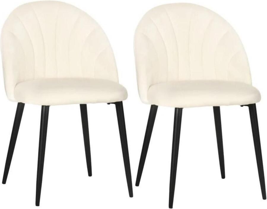 Merkloos Eetkamerstoelen set van 2 Stoel Stoelen Keukenstoelen crème + zwart