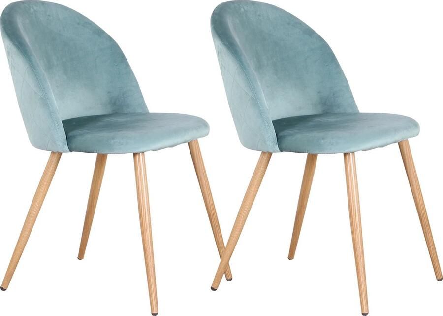 YOLO SHOP -eetkamerstoelen set van 2- Velvet-Houten poten-Design eetkamerstoel-Groen