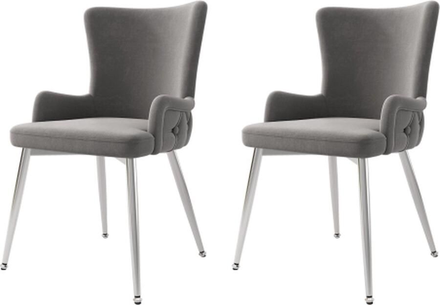 Zonder merk Gotagee Eetkamerstoelen set van 2 zitgroep vrijetijdsstoel lounge stoel metalen steunpoten kantoorstoel woonkamerstoel fluwelen stoel