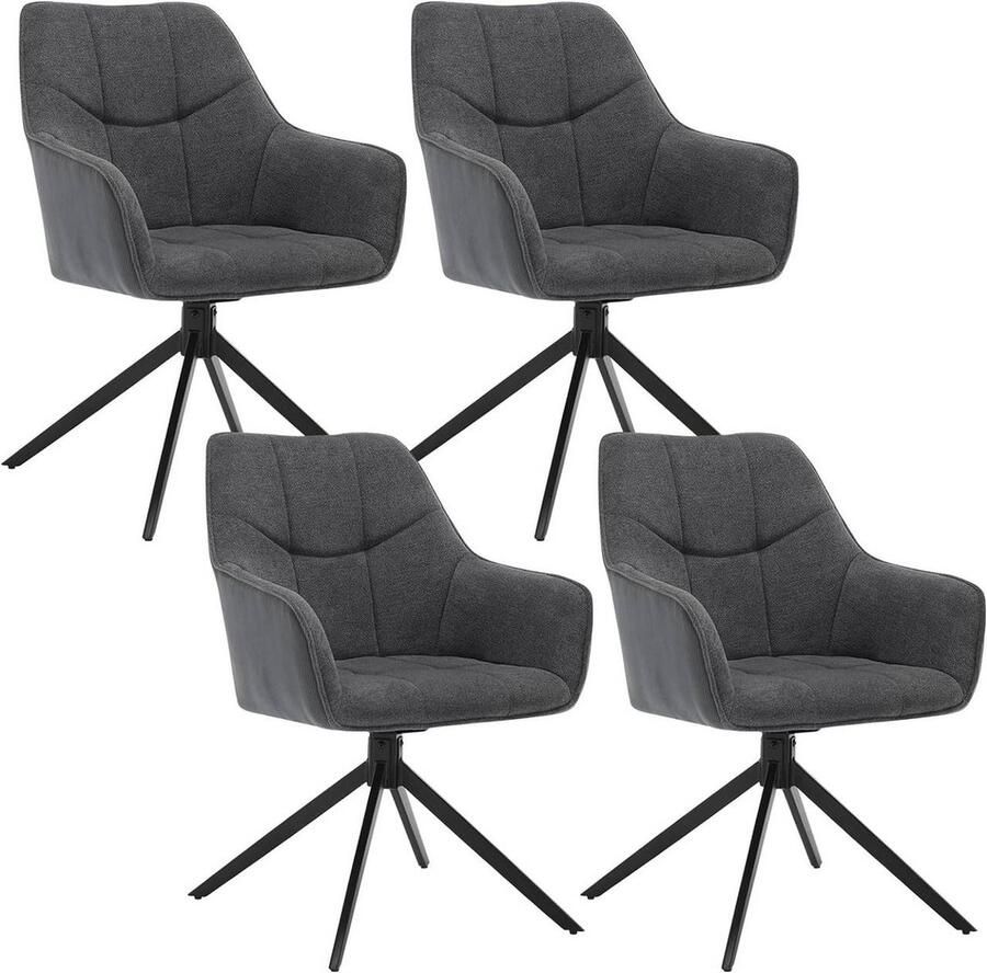 Rootz Living Rootz Eetkamerstoelen Set van 4 Draaistoelen Gestoffeerde zittingen Chenille & Corduroy 58cm x 86cm x 63 5cm