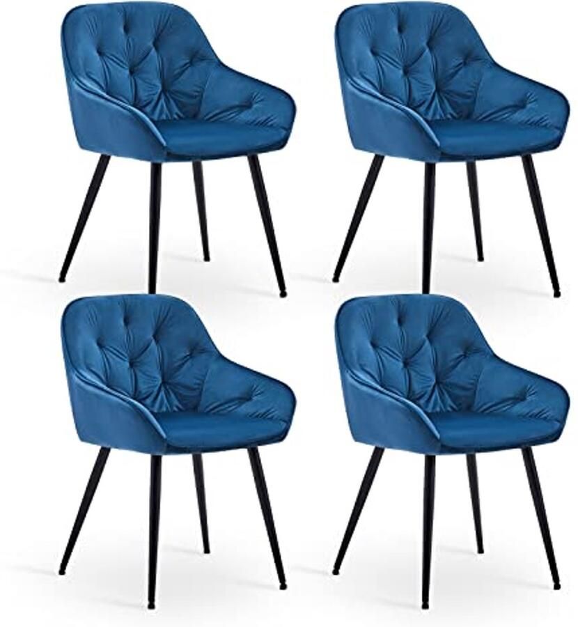 Eetkamerstoelen Set van 4 Fluwelen Zitkussens met Armleuningen