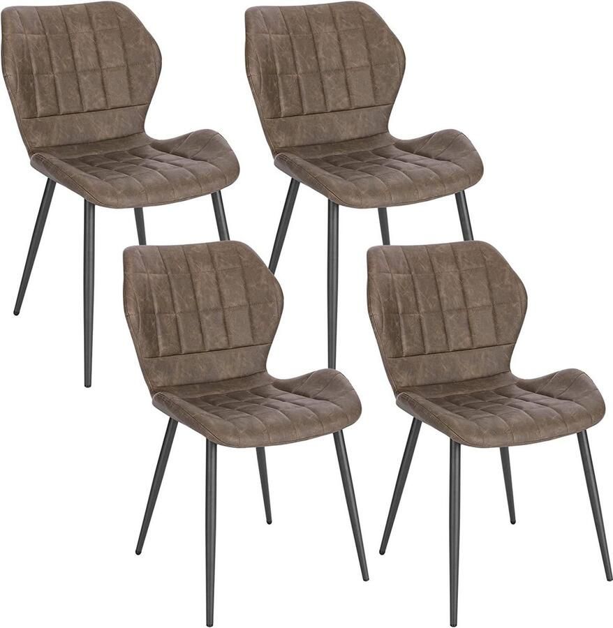 Rootz Living Rootz Eetkamerstoelen Set van 4 Gestoffeerde stoelen Kunstleren zitting Comfortabel duurzaam ergonomisch ontwerp Metalen frame 47 cm x 79 5 cm x 54 cm