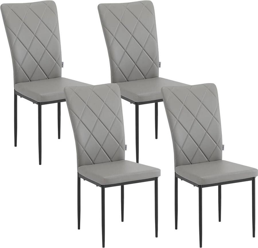 Rootz Living Rootz Eetkamerstoelen Set van 4 Keukenstoelen Moderne zitplaatsen Comfortabele gewatteerde zitting Ergonomische rugsteun Duurzaam metalen frame 42 cm x 94 5 cm x 59 cm