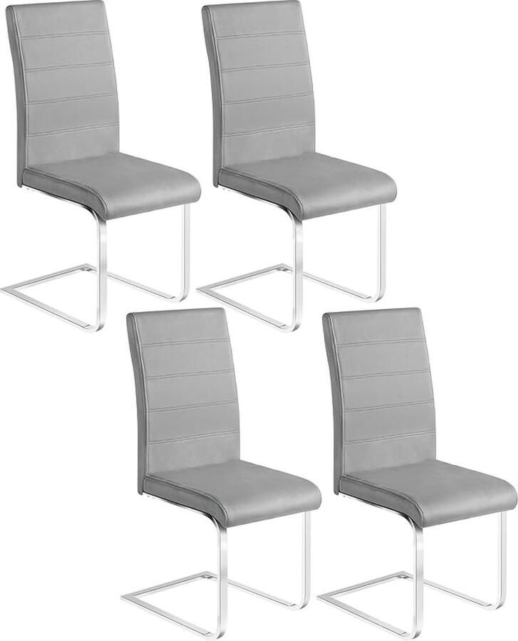 Eetkamerstoelen set van 4 schommelstoel keukenstoel fluwelen stoel gestoffeerde stoel met hoge rugleuning voor eetkamer keuken woonkamer kantoor donkergrijs BH377dgr-4