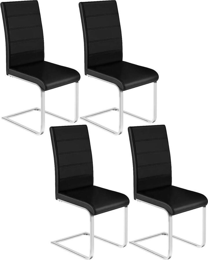 Rootz Living Rootz Eetkamerstoelen Set van 4 Schommelstoel Stoelen met hoge rugleuning Zwart kunstleer Stabiel Ergonomisch Vloervriendelijk 41 cm x 100 cm x 55 5 cm