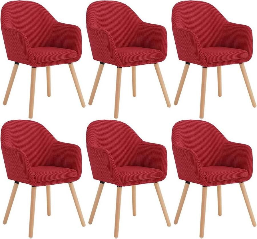 Rootz Living Rootz Eetkamerstoelen Set van 6 Gestoffeerde stoelen Fauteuils Comfortabele zitplaatsen Duurzame constructie Stijlvol ontwerp 55 5 cm x 83 5 cm x 56 5 cm