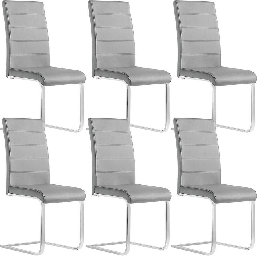 Rootz Living Rootz Eetkamerstoelen Set van 6 Schommelstoelen Stoelen met hoge rugleuning Fluweel en Metaal Ergonomisch en Stabiel Vloerbescherming 41 cm x 100 cm x 55 5 cm