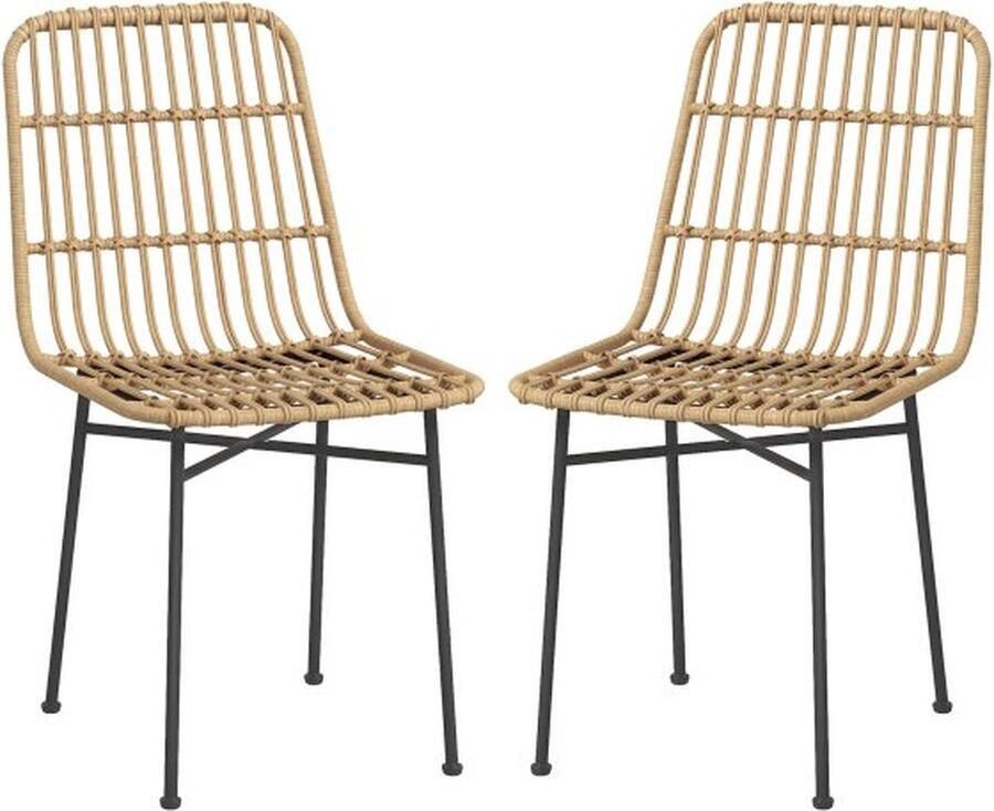 ZAZA Home 2er-set-eetkamerstoel-keukenstoel-met-rugleuning-rieten-look-tot-120-kg-stijlvolle-woonkamerstoel-van-staal-in-geel-voor-eetkamer