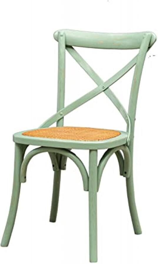 Eetkamerstoelen van massief hout met rotan zitting Groene houten stoelen voor binnen en buiten