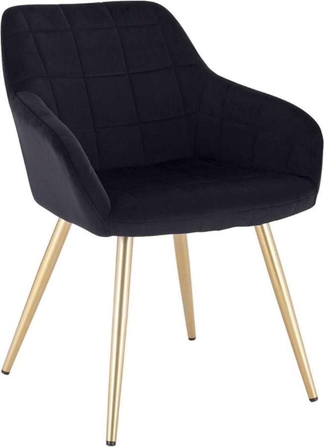 Bolt Edge Eetkamerstoelen Zwart Goud Velvet Armleuning Kuipstoel Set van 1