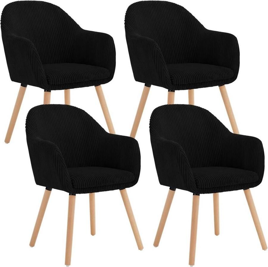 Rootz Living Rootz Eetkamerstoelenset Corduroy fauteuil Gestoffeerde stoel Hoog comfort 55 5 cm x 83 5 cm x 56 5 cm