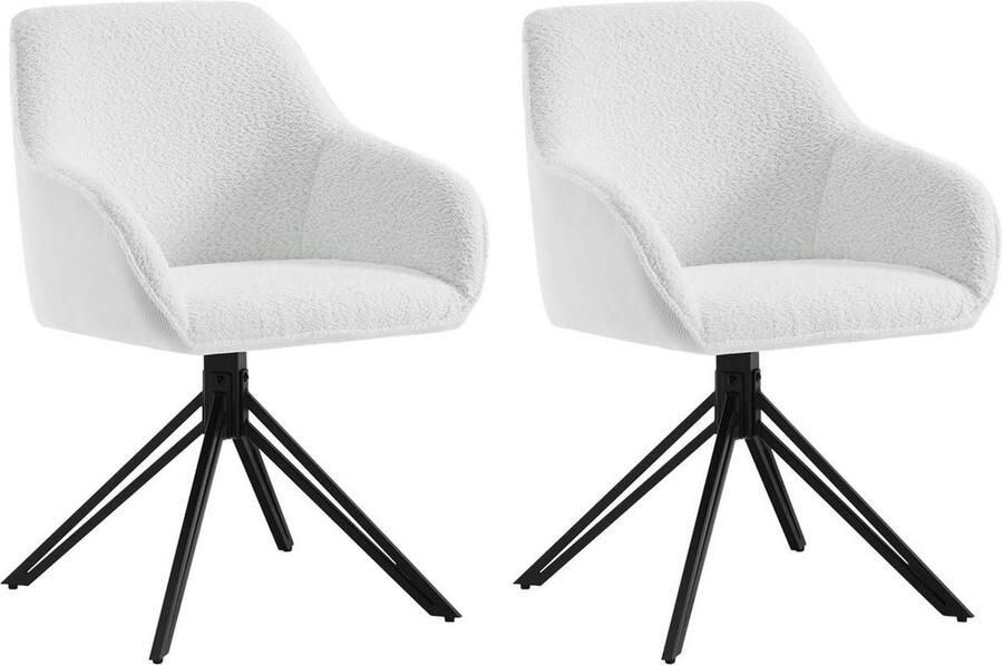 Rootz Living Rootz Eetkamerstoelenset Draaistoel Gestoffeerde stoelen Boucle Stof 58cm x 82cm x 53 5cm