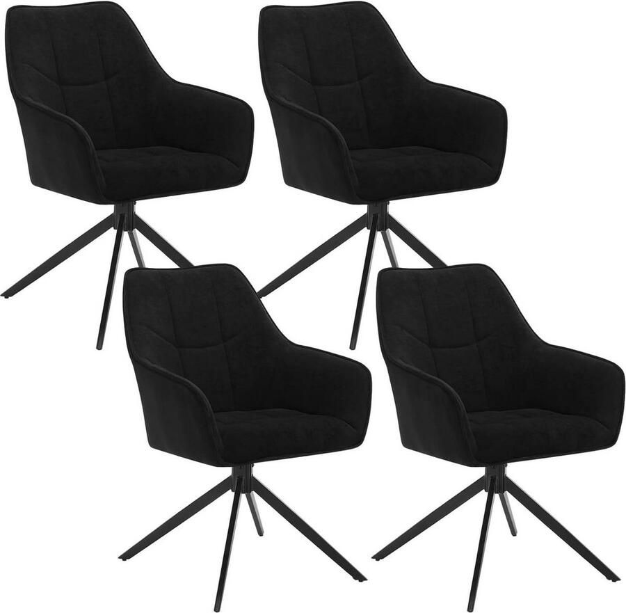 Rootz Living Rootz Eetkamerstoelenset Draaistoel Gewatteerde fauteuil Ergonomisch ontwerp 58 cm x 86 cm x 63 5 cm Donkergrijs Zwart Capaciteit 150 kg