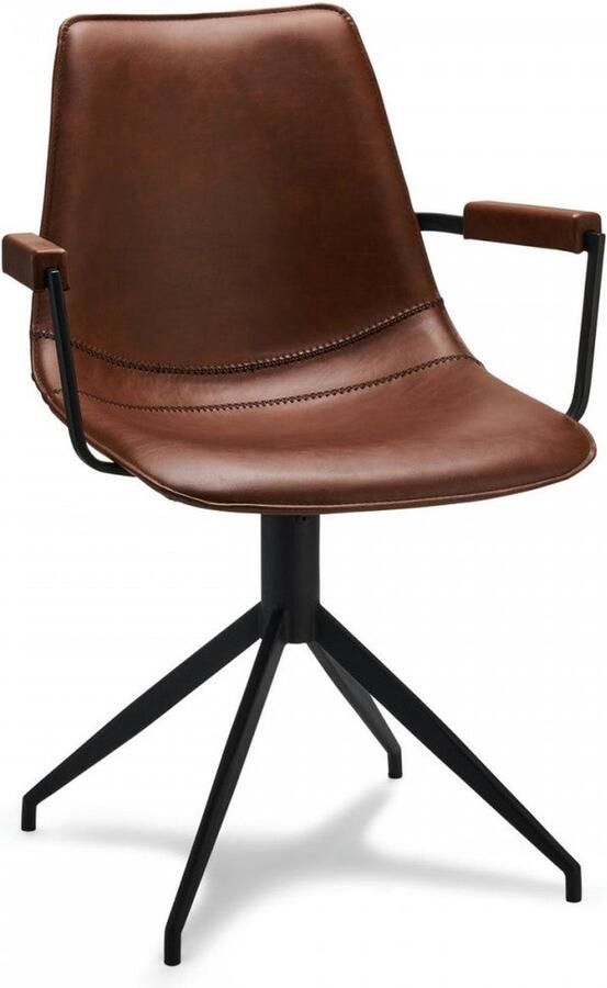 Rootz Living Rootz Eetkamerstoelenset Fauteuil Draaistoel Stijlvol Comfortabel Duurzaam 59cm x 57cm x 85cm Metaal en kunstleer