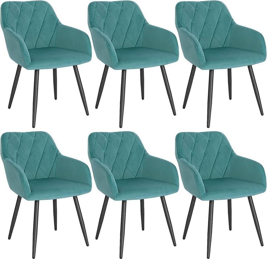 Rootz Living Rootz Eetkamerstoelenset Keukenstoel Fluwelen stoel Ergonomisch ontwerp Stabiele metalen poten Brede gevoerde zitting 44 cm x 42 5 cm x 62 cm