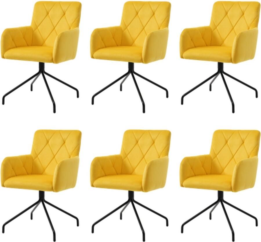 GOTAGEE Eetkamerstoelenset vrijetijdsstoel fauteuil woonkamerstoel met ruitpatroon gele loungestoel stoel