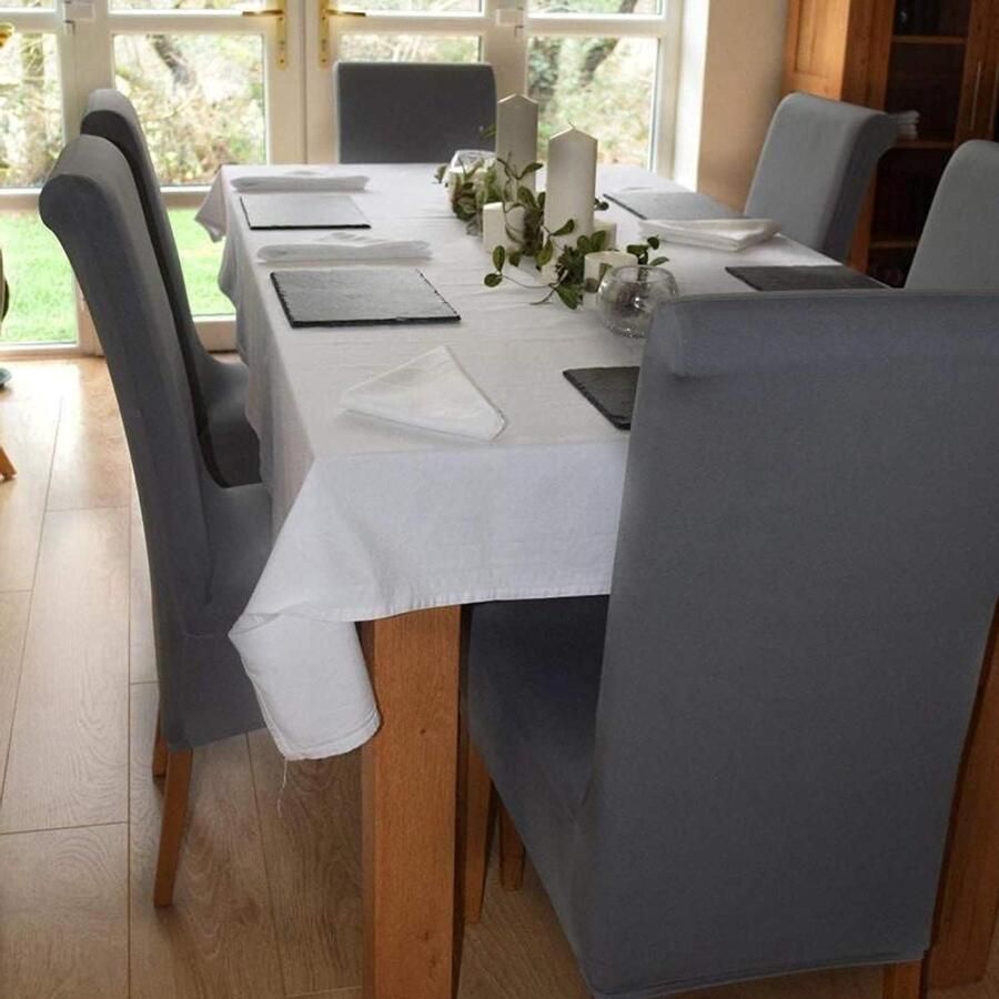 Eetkamerstoelhoes set van 6 Elastische spandex stoelhoezen met hoge rugleuning Afneembare wasbare stoelbekleding Grijs Voor hotel eetkamer ceremonie banket bruiloft