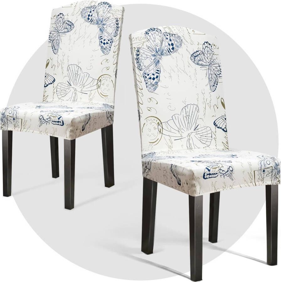 Eetkamerstoelhoezen 2 4 6 stuks Keukenstoelhoezen Parsons Stoelhoezen Afneembaar Wasbaar (2 Vlinder)
