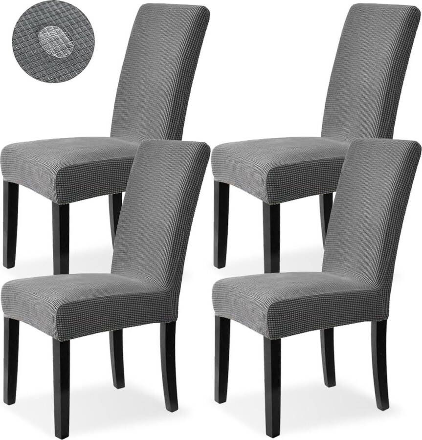 Eetkamerstoelhoezen Eetkamerstoelhoes Stretchhoezen Spandex Stoelhoezen Wasbare Stoelhoesbeschermer set van 4 Grijs