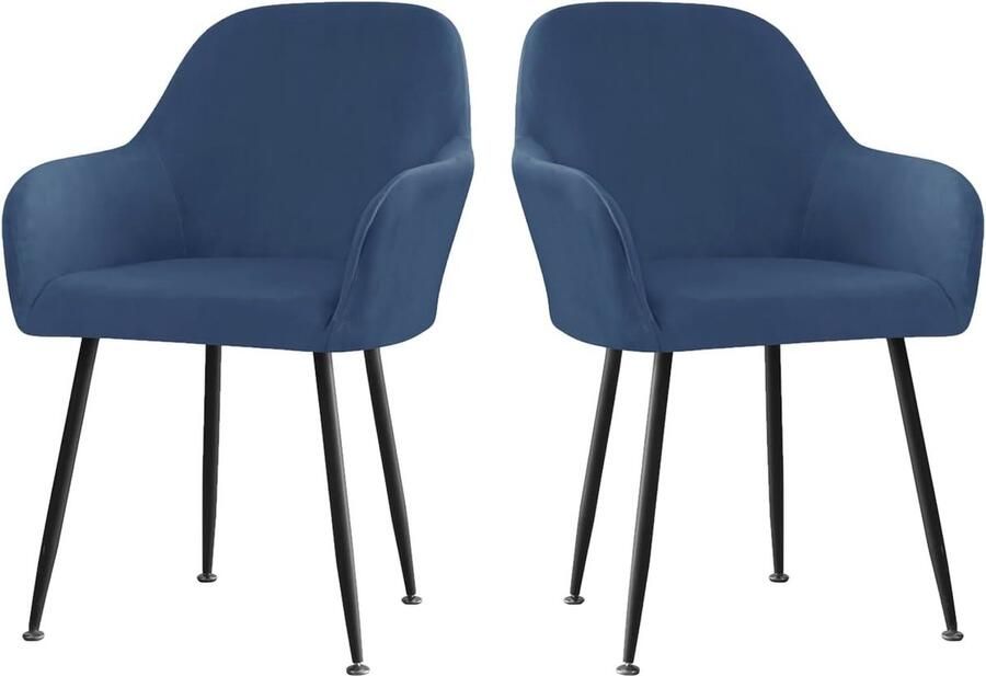 Eetkamerstoelhoezen fluweel stretch set van 2 4 6 voor gebogen armleuningen marineblauw