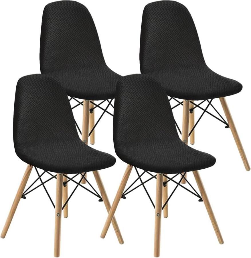 Eetkamerstoelhoezen Set van 2 4 6 Stijlvolle Beschermhoezen voor Mid Century Stoelen Zwart Comfortabel en Praktisch