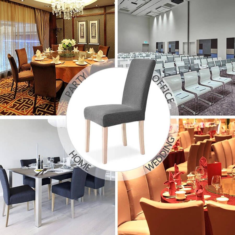 Eetkamerstoelhoezen Set van 4 stretch hoezen Spandex stoelhoezen wasbare stoelhoes beschermer voor bruiloft keuken eetkamer kantoor thuis hotel banket ceremonie decoratie (grijs)