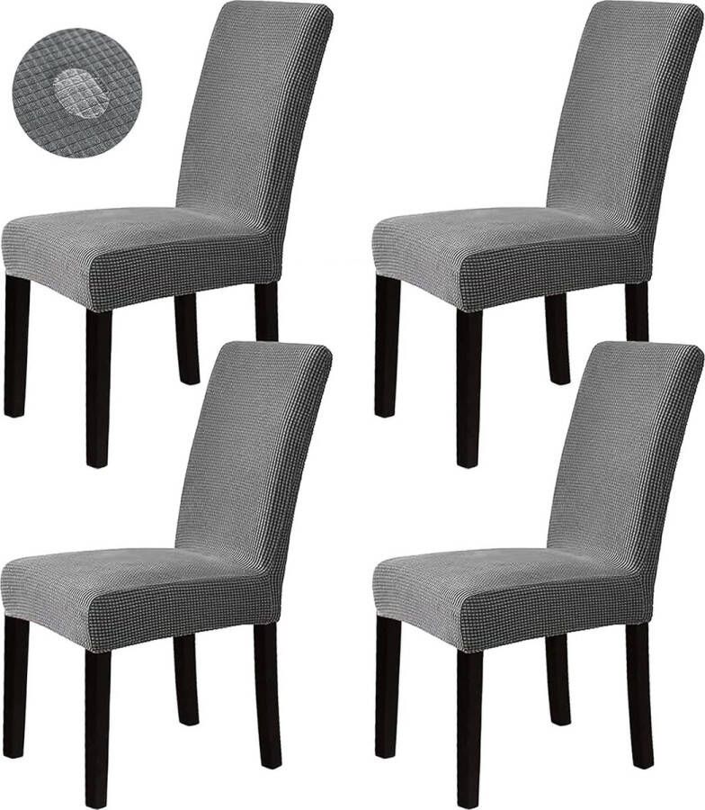 Eetkamerstoelhoezen Set van 4 stretch hoezen Spandex stoelhoezen wasbare stoelhoes beschermer voor bruiloft keuken eetkamer kantoor thuis hotel banket ceremonie decoratie (grijs)