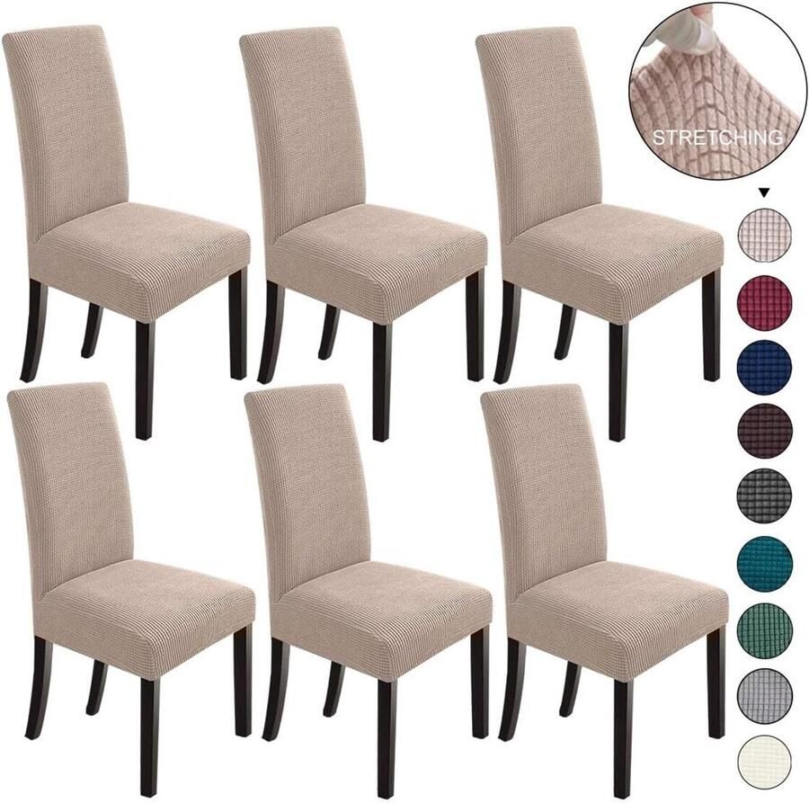 Eetkamerstoelhoezen set van 6 Kaki Parson slipcovers voor stoelen